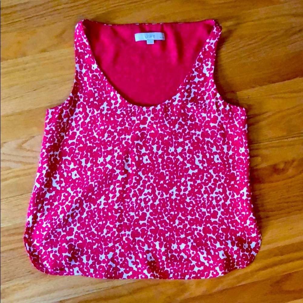 Loft Pink and White Tank Top